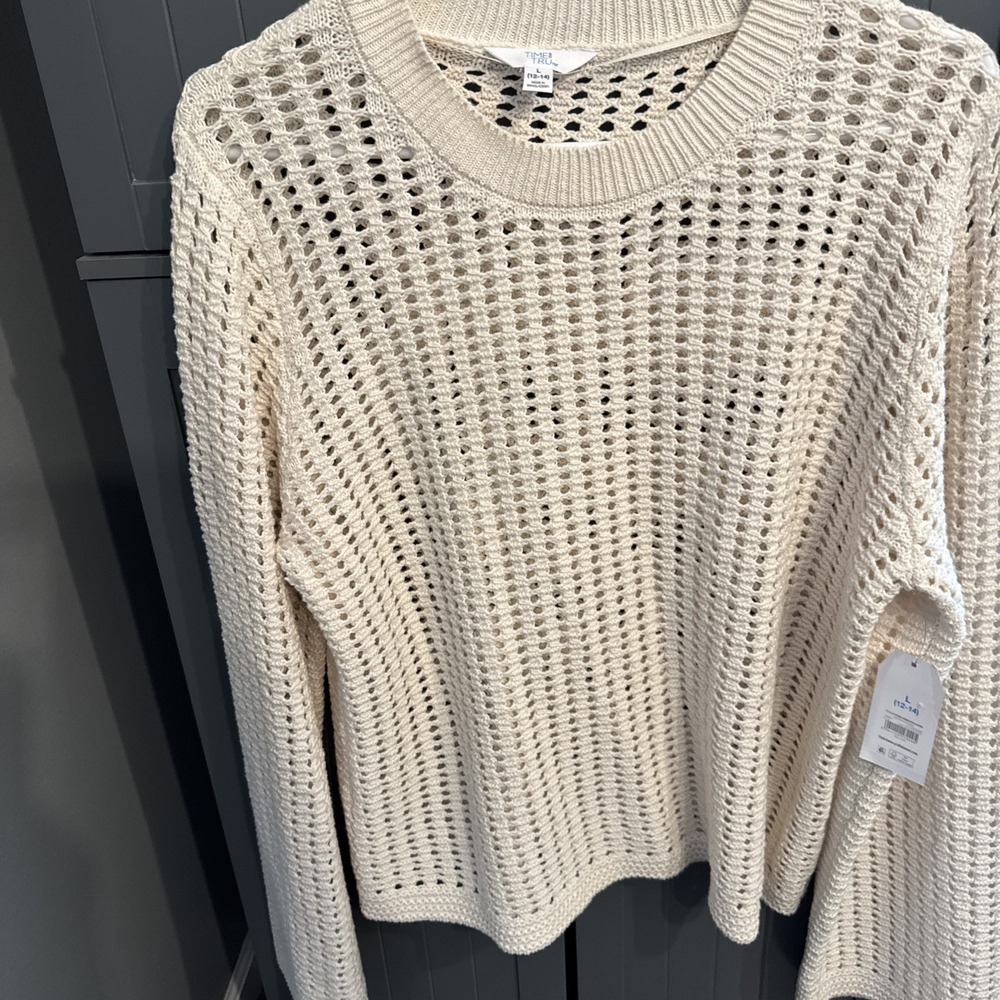 Time and Tru Women's Pull Over Sweater L 12/14 NWT Cream Color - Picture 6 of 6